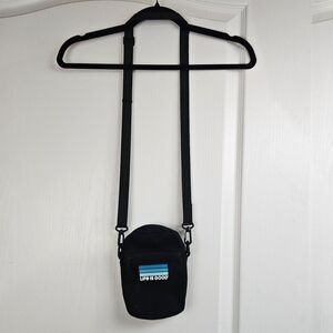 life is good mini crossbody Bag Black Small 2 zip pockets thin strap travel